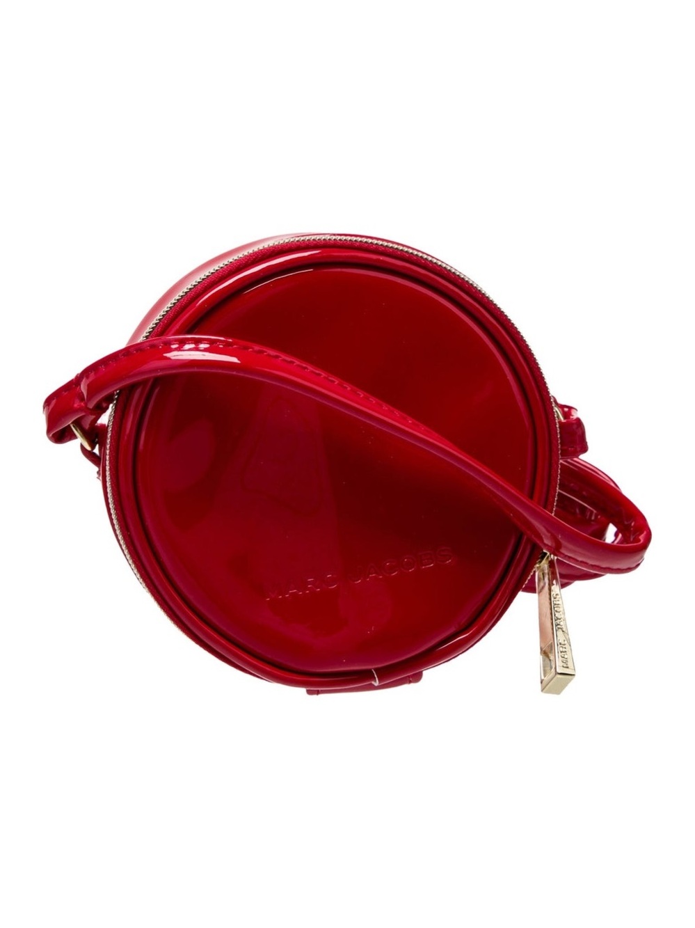 MARC JACOBS Mini Red Patent Leather Crossbody Round 4" Circle Canteen Bag